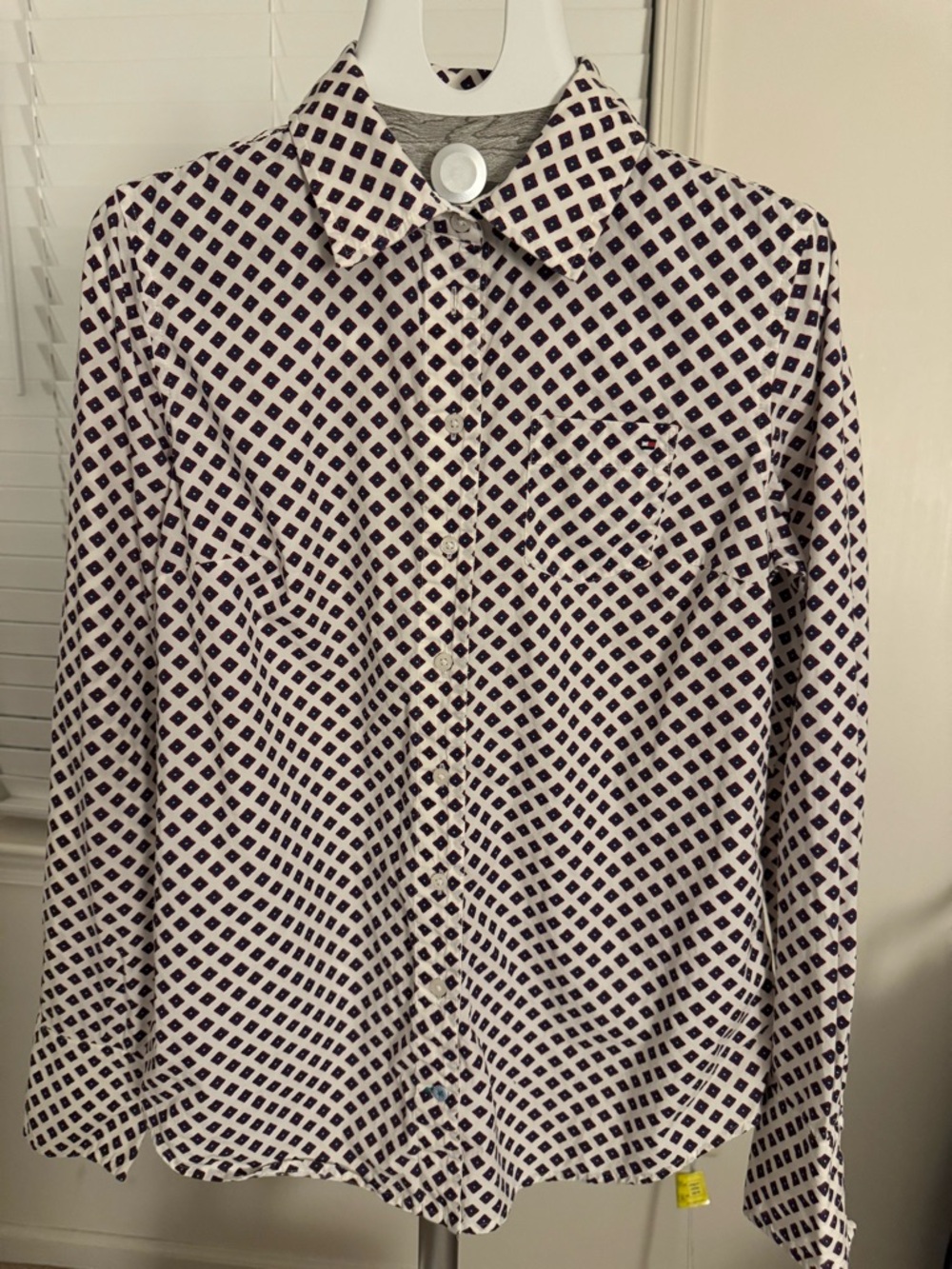 Women's Long-Sleeve Print Shirt - White & Navy